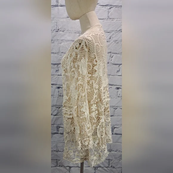 Vintage 90s Women's Crochet Open Knit Cardigan Nature Designs Mexico One Size - Picture 12 of 16